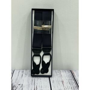 Brooks Brothers Solid Black Formal‎ Suspenders Leather NEW 400